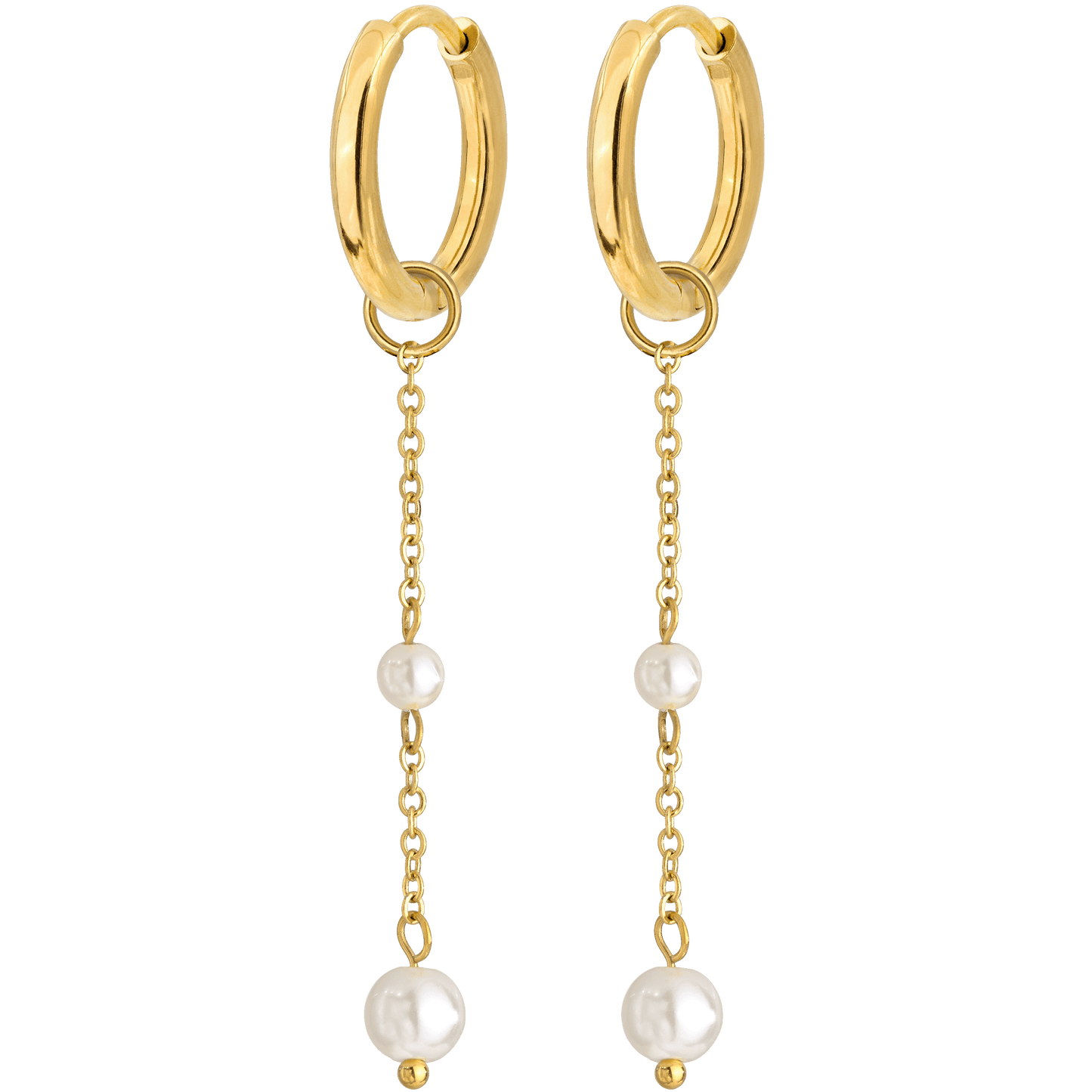 Pearl Allure Hoop Set Small Gold