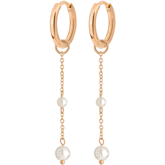 Pearl Allure Hoop Set Small Roségold