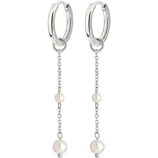 Pearl Allure Hoop Set Small Silber