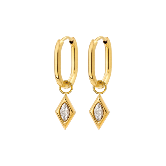 Sweet Diamond Oval Hoop Set Baby Gold