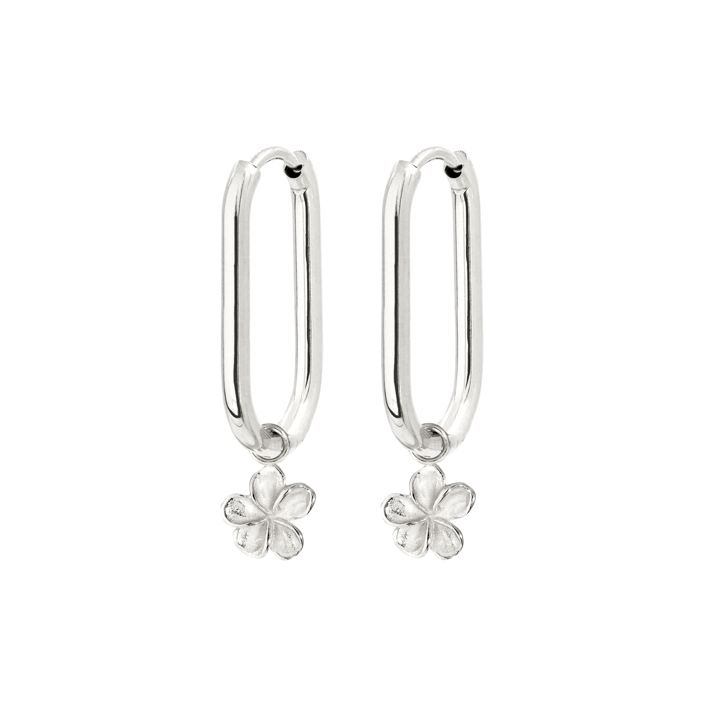 Flora Oval Hoop Set Small Silber