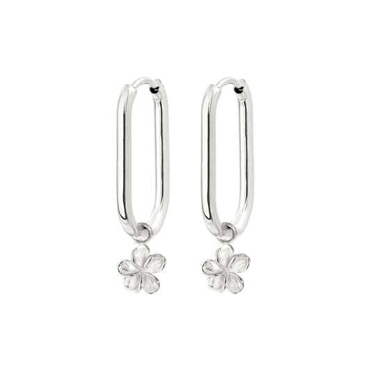 Flora Oval Hoop Set Small Silber