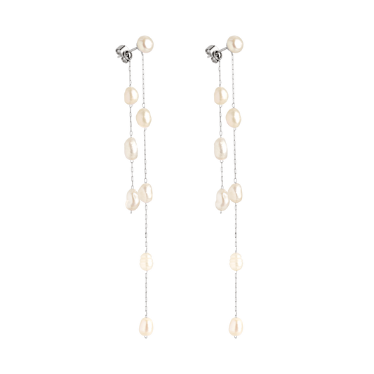 Jules Unique Pearl Fall Studs Silber