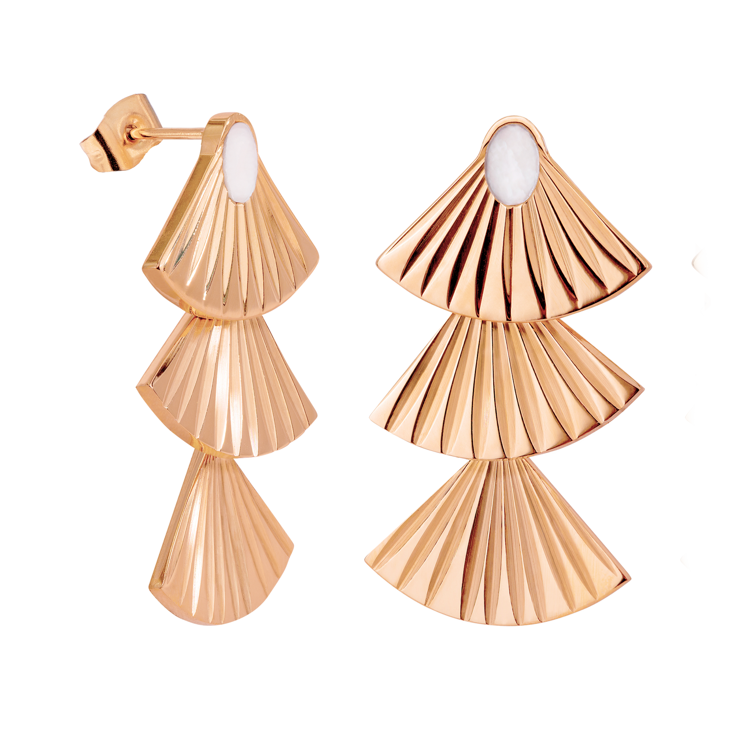 Triple Fan Studs Roségold