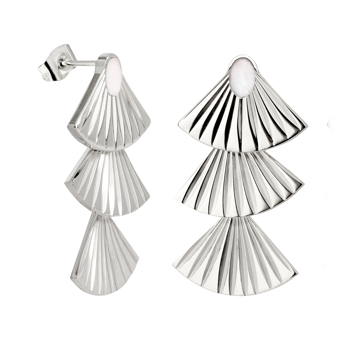 Triple Fan Studs Silber