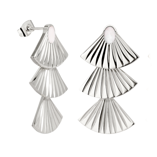 Triple Fan Studs Silber