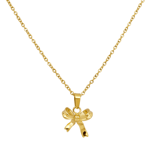 Pretty Ribbon Necklace Gold
