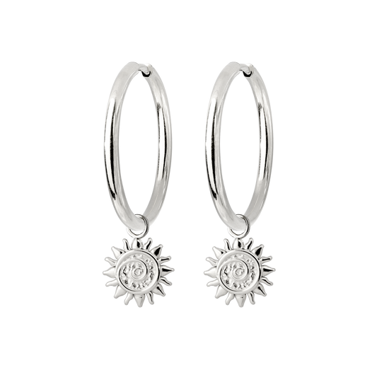 Sunny Swirl Hoop Set Large Silber