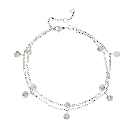 Swirl'n Double Anklet Silber