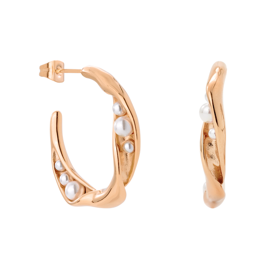 Branch Pearl Hoop Studs Roségold