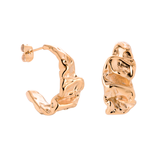 Crinkled Hoop Studs Roségold