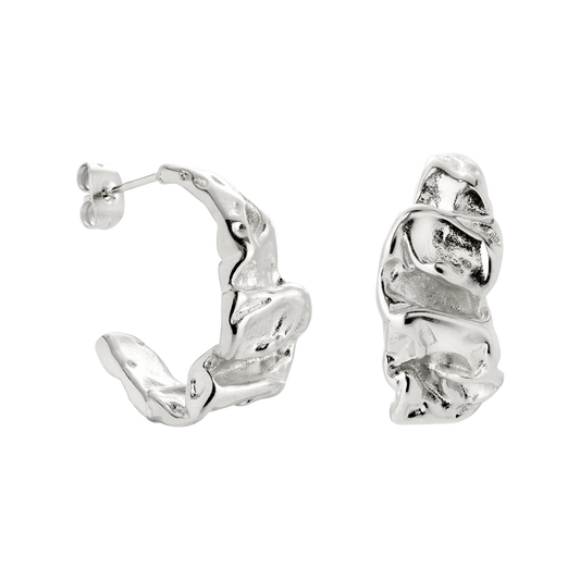 Crinkled Hoop Studs Silber
