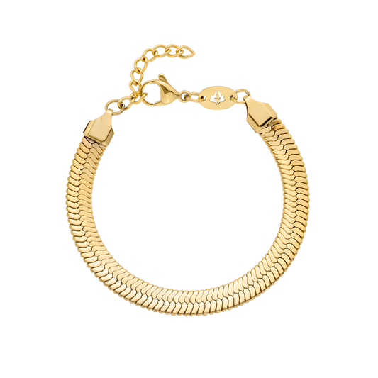 Bold Herringbone Bracelet Gold