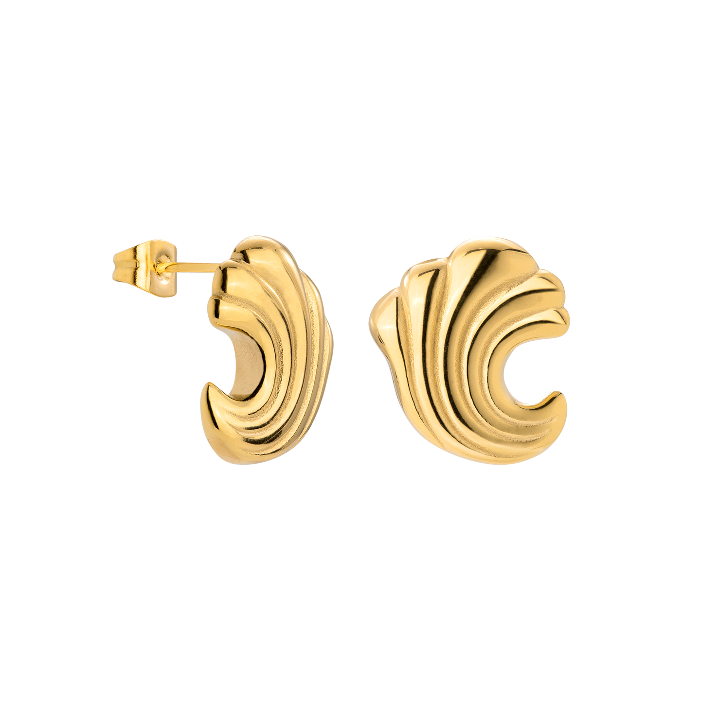 Bold Wave Studs Gold