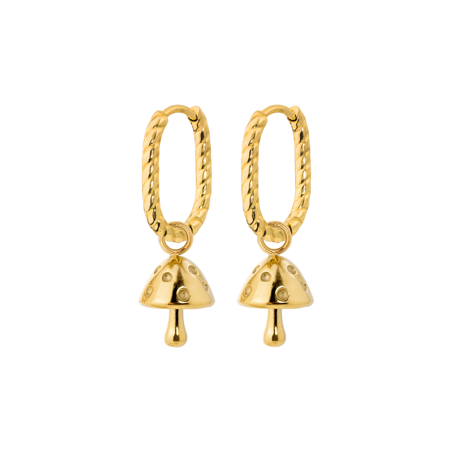 Cute Mushroom Twisted Oval Hoop Set Baby Gold
