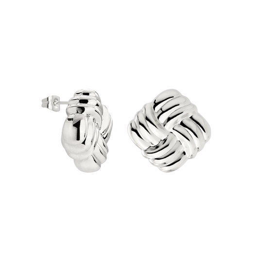 Granny Button Studs Large Silber