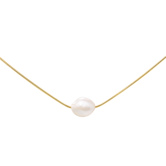 Minimalist Pearl Necklace Gold