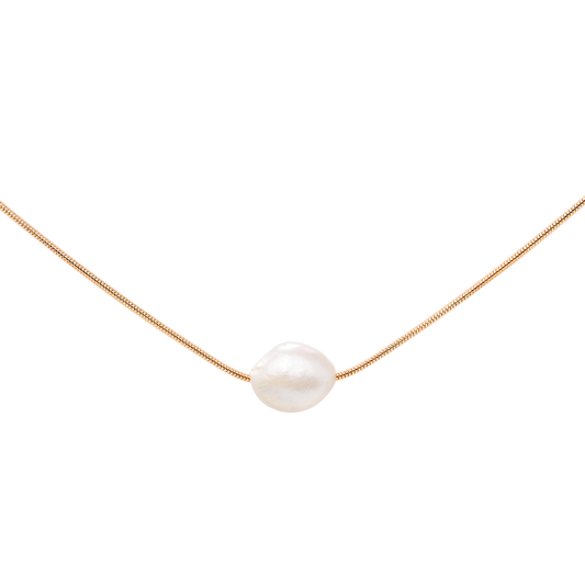 Minimalist Pearl Necklace Roségold