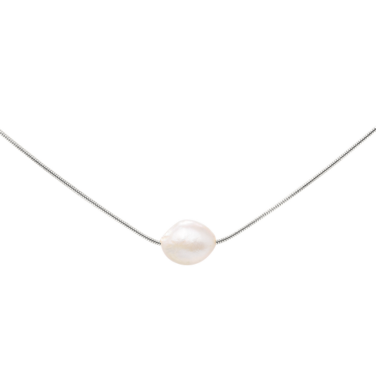 Minimalist Pearl Necklace Silber