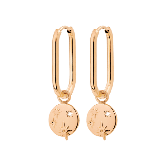 Shiny Stars Oval Hoop Set Small Roségold