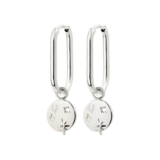 Shiny Stars Oval Hoop Set Small Silber