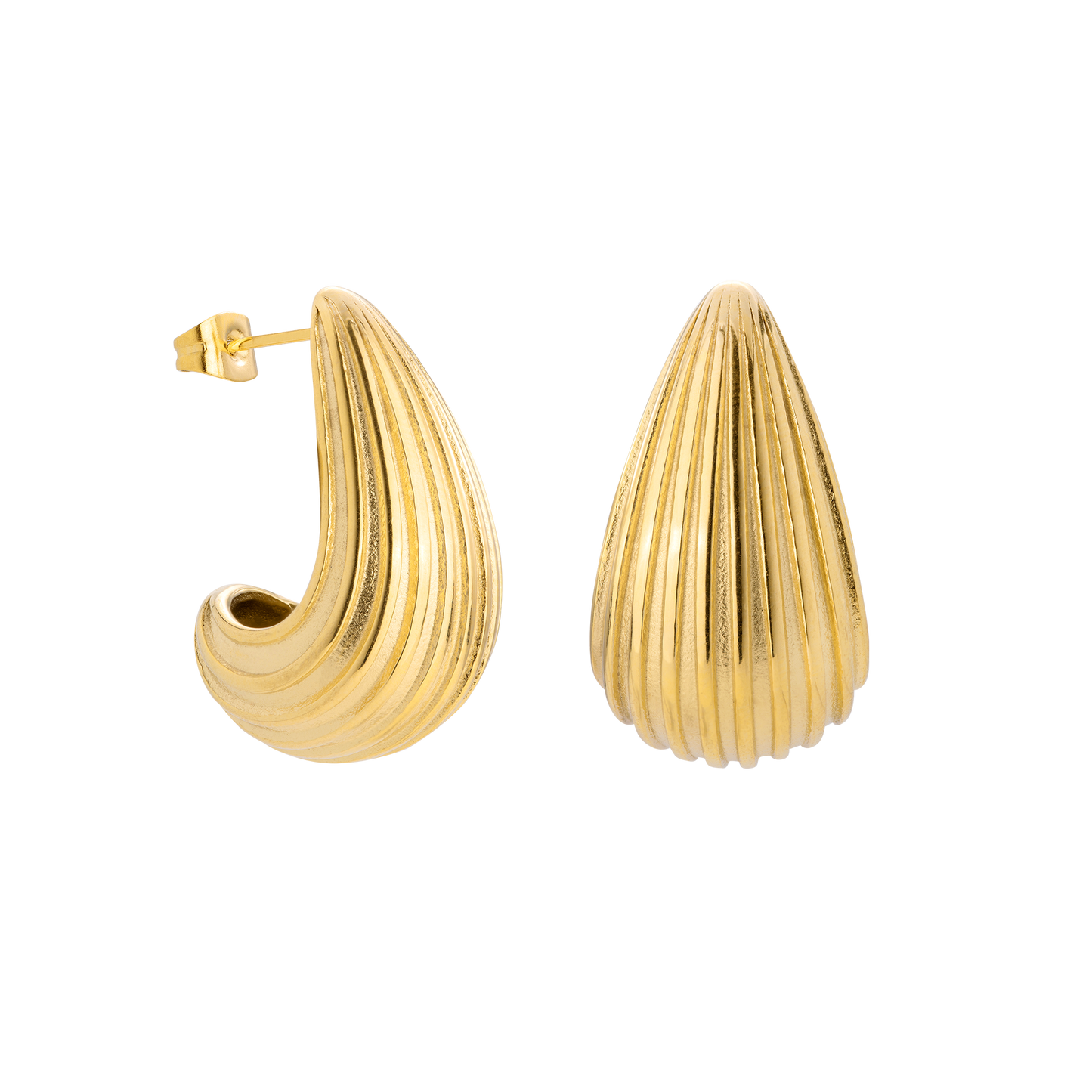 Textured Droplet Studs Large Gold