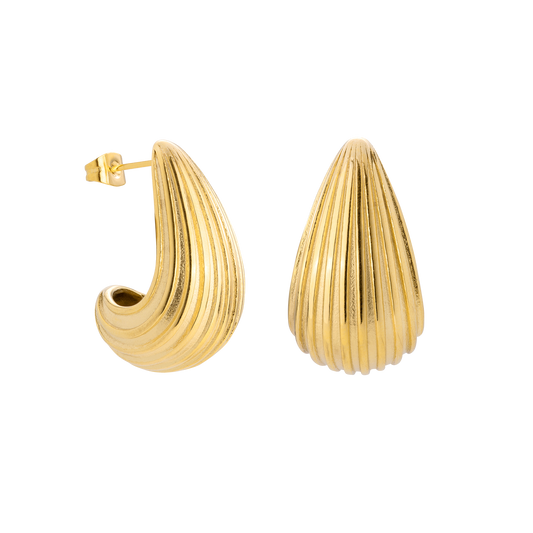 Textured Droplet Studs Large Gold