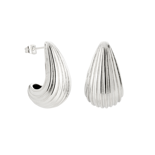 Textured Droplet Studs Large Silber