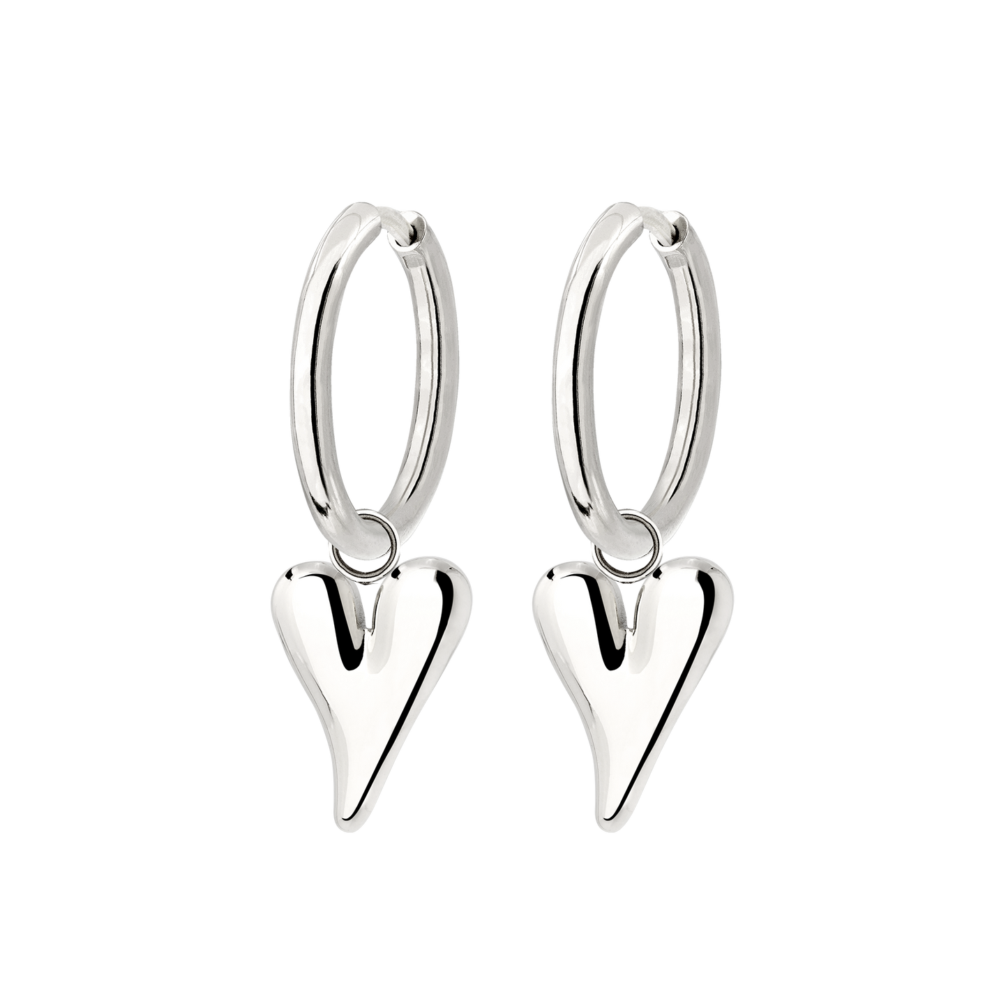 Flowy Heart Hoop Set Medium Silber