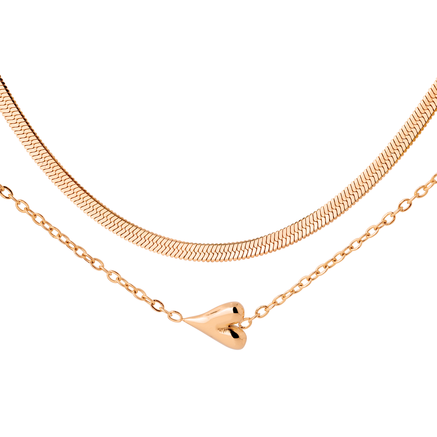 Flowy Heart Necklace Bundle Roségold