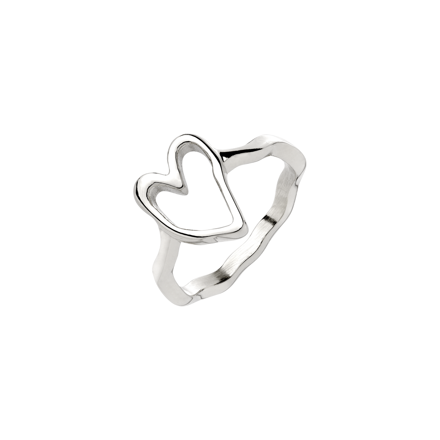Flowy Heart Ring Silber