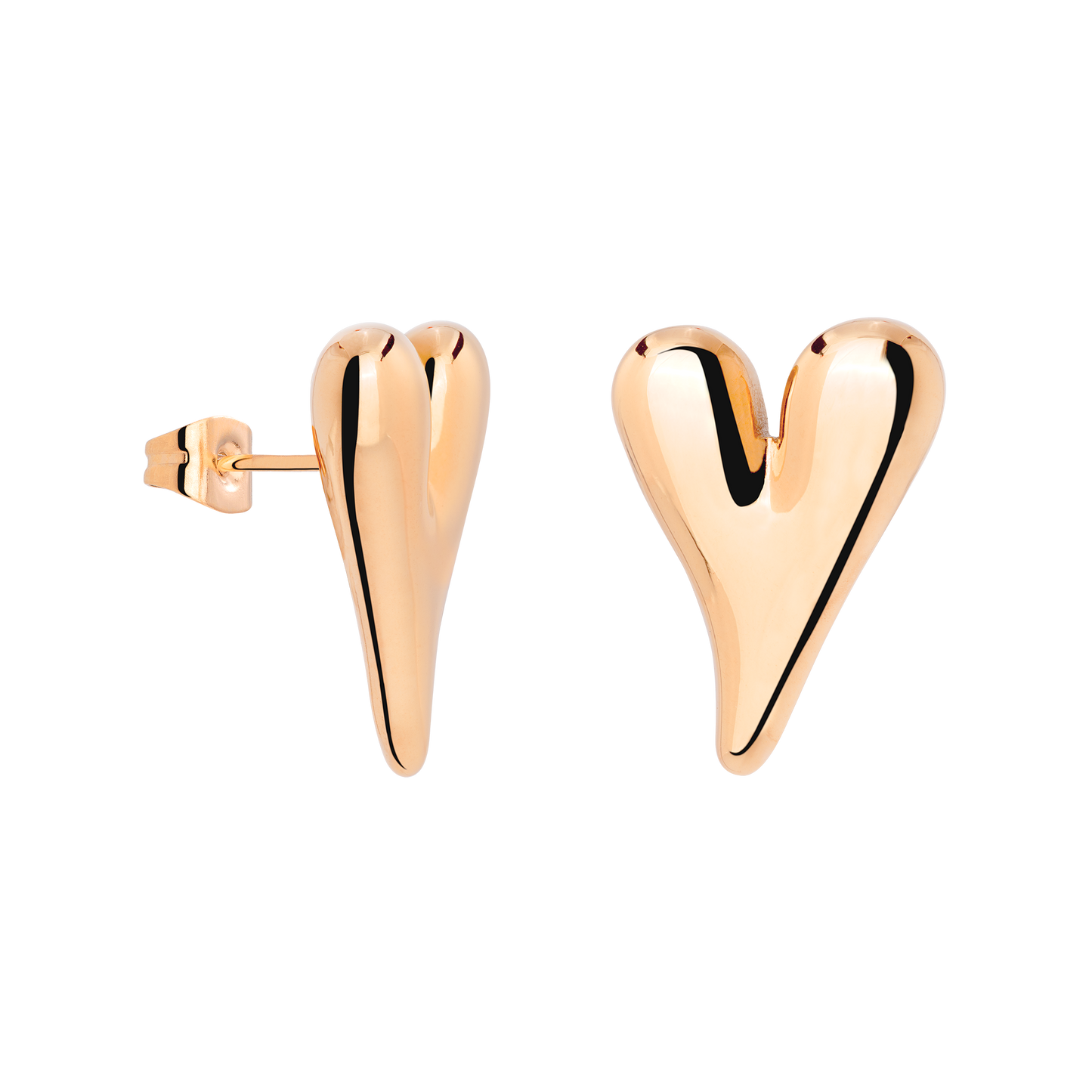 Flowy Heart Studs Large Roségold
