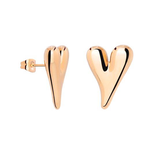 Flowy Heart Studs Large Roségold