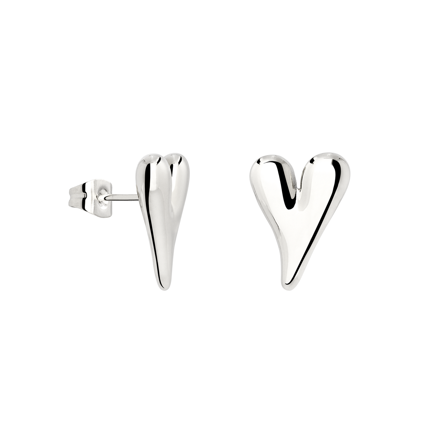 Flowy Heart Studs Small Silber