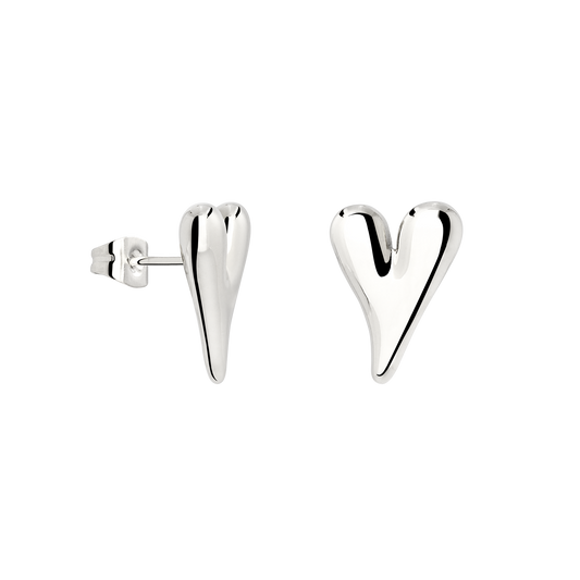 Flowy Heart Studs Small Silber