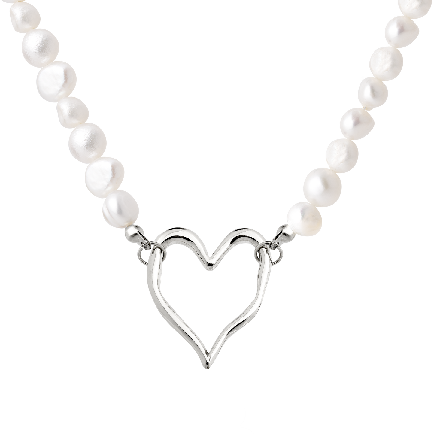 Melting Heart Pearl Necklace Silber