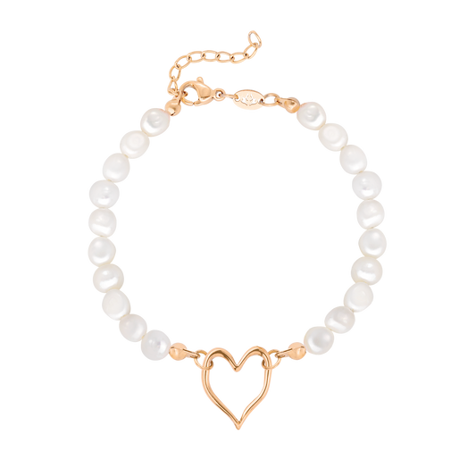 Melting Heart Pearl Bracelet Roségold