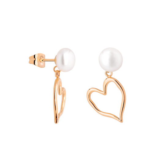 Melting Heart Pearl Studs Roségold