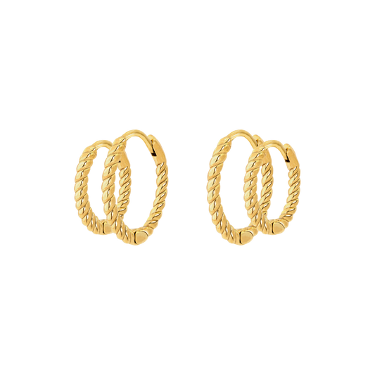 Twisted Hoop Bundle Small Gold