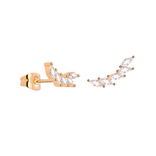 Sparkle Leaf Studs Roségold