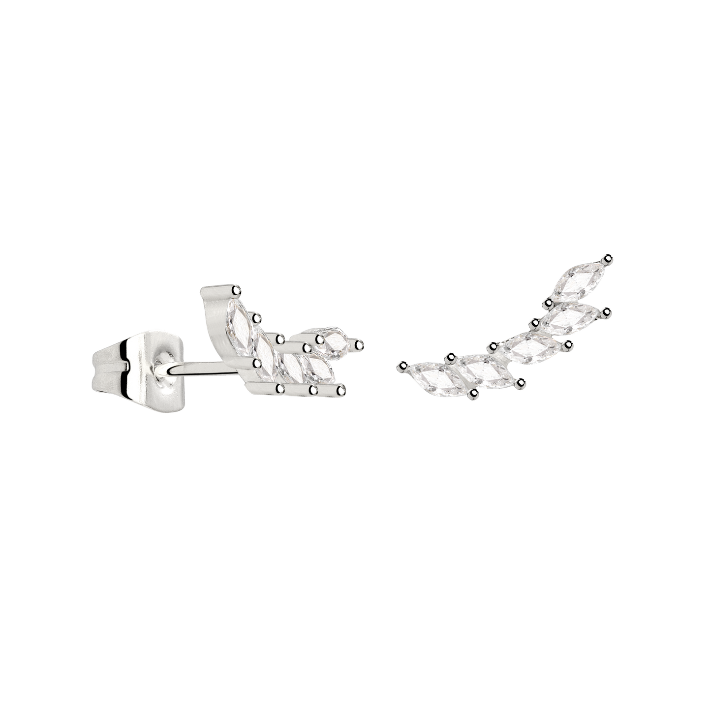 Sparkle Leaf Studs Silber