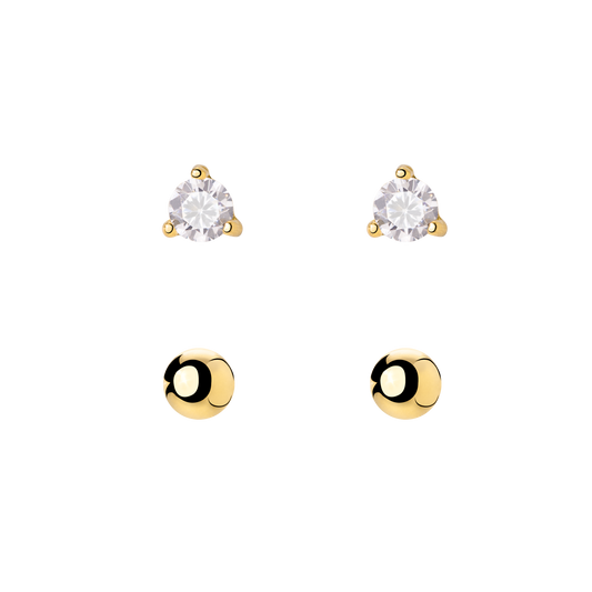 Delicate Bead Stud Bundle Gold