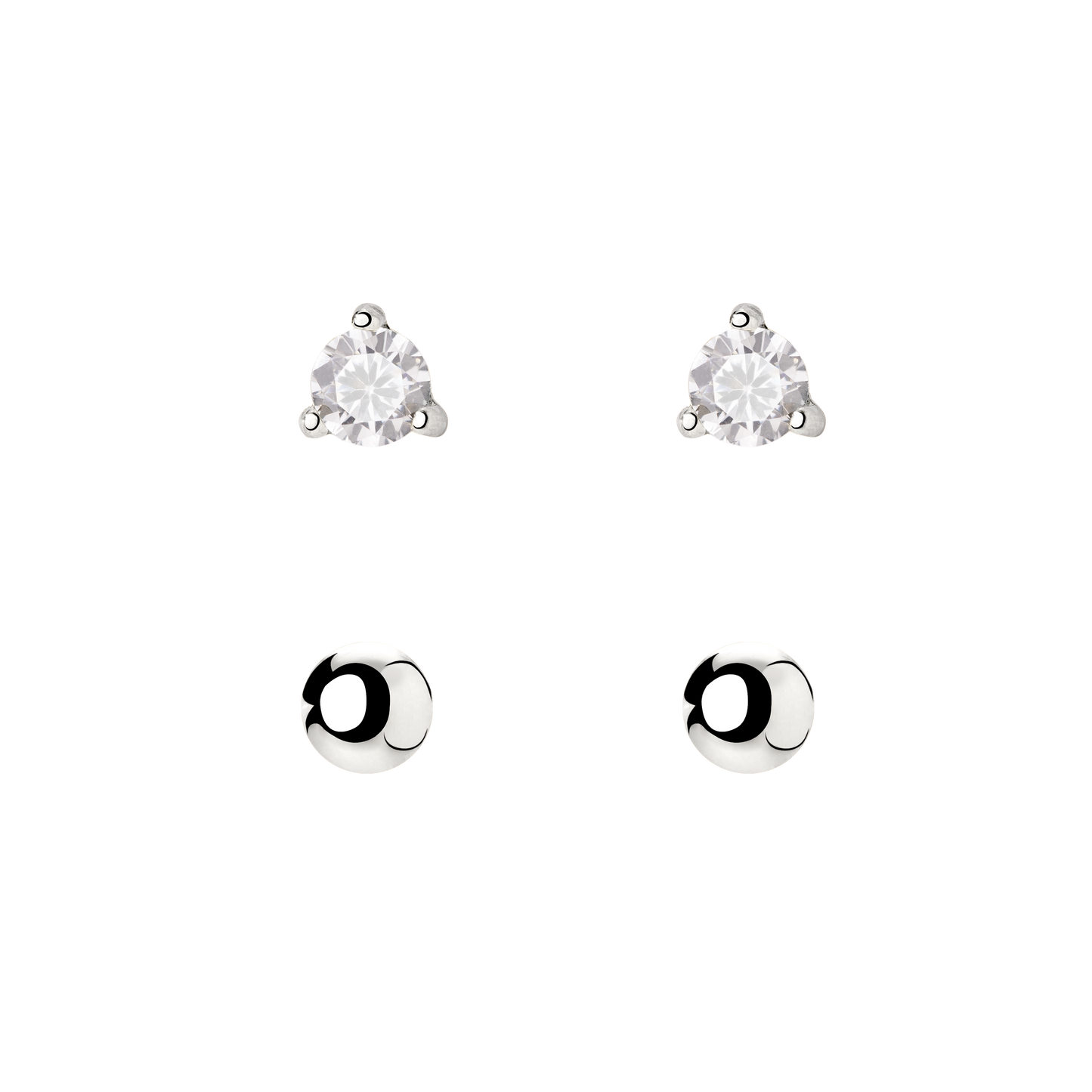 Delicate Bead Stud Bundle Silber