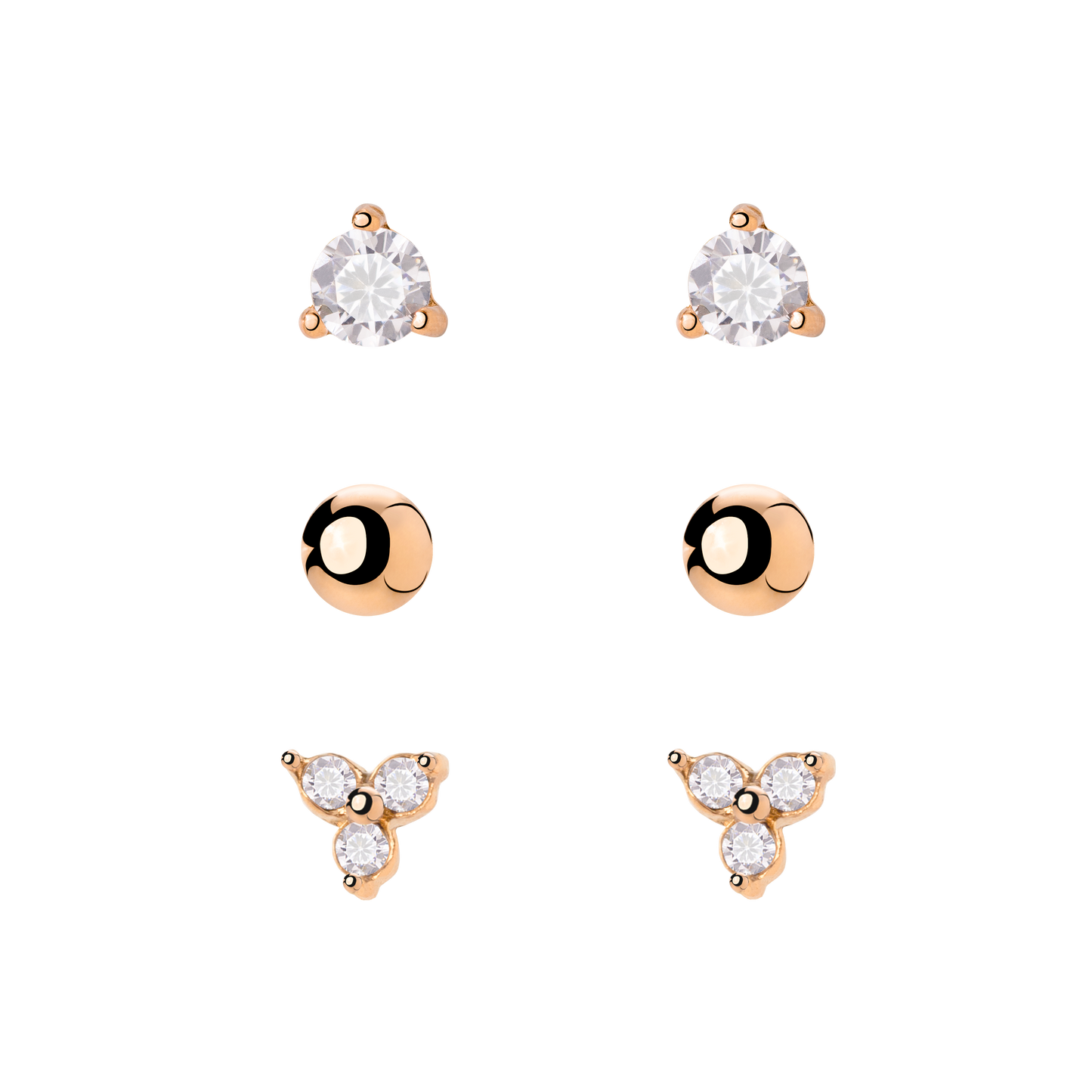 Glimmer Trio Stud Bundle Roségold