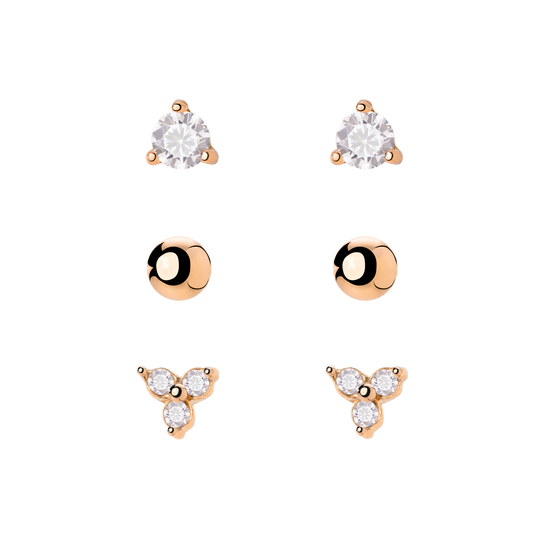 Glimmer Trio Stud Bundle Roségold