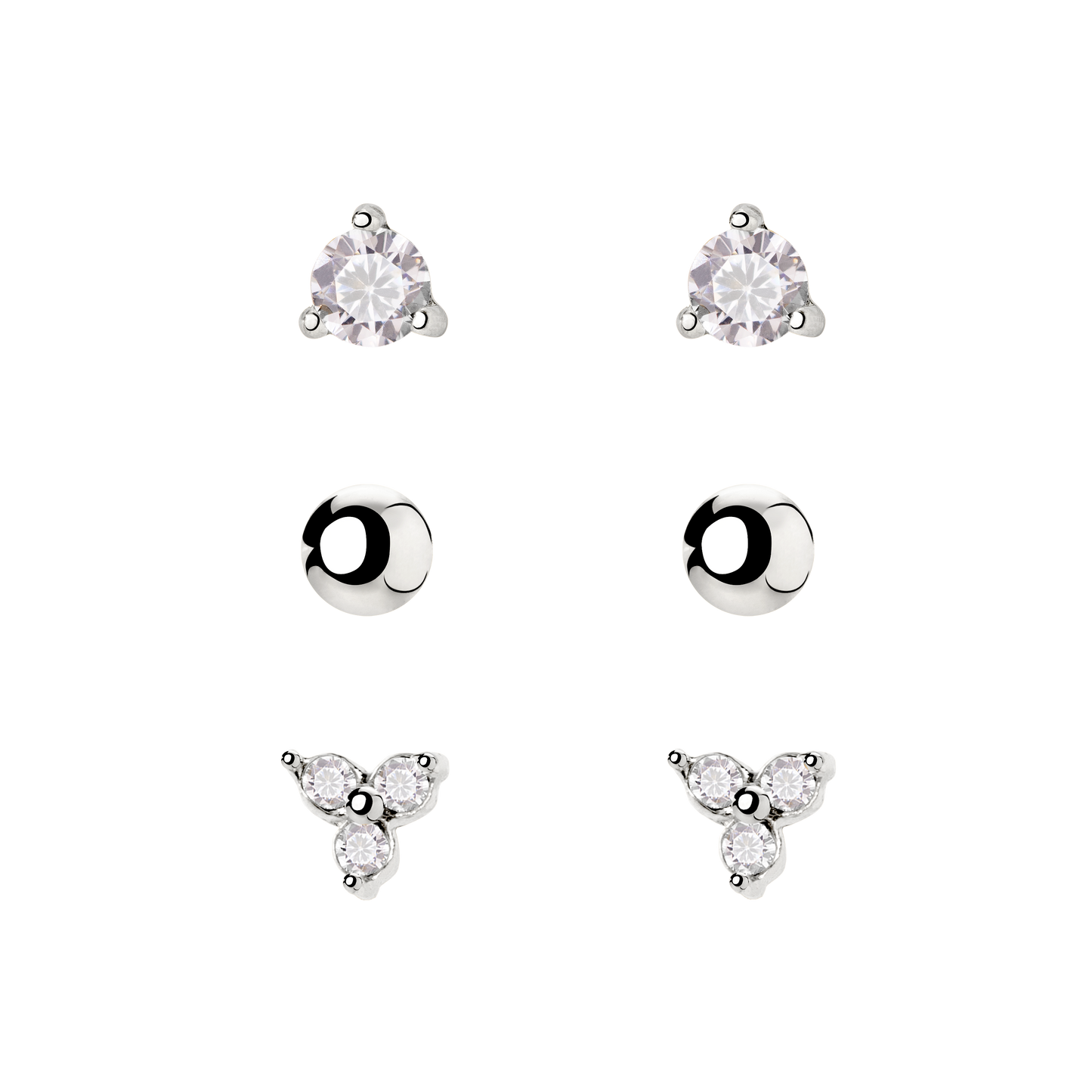 Glimmer Trio Stud Bundle Silber