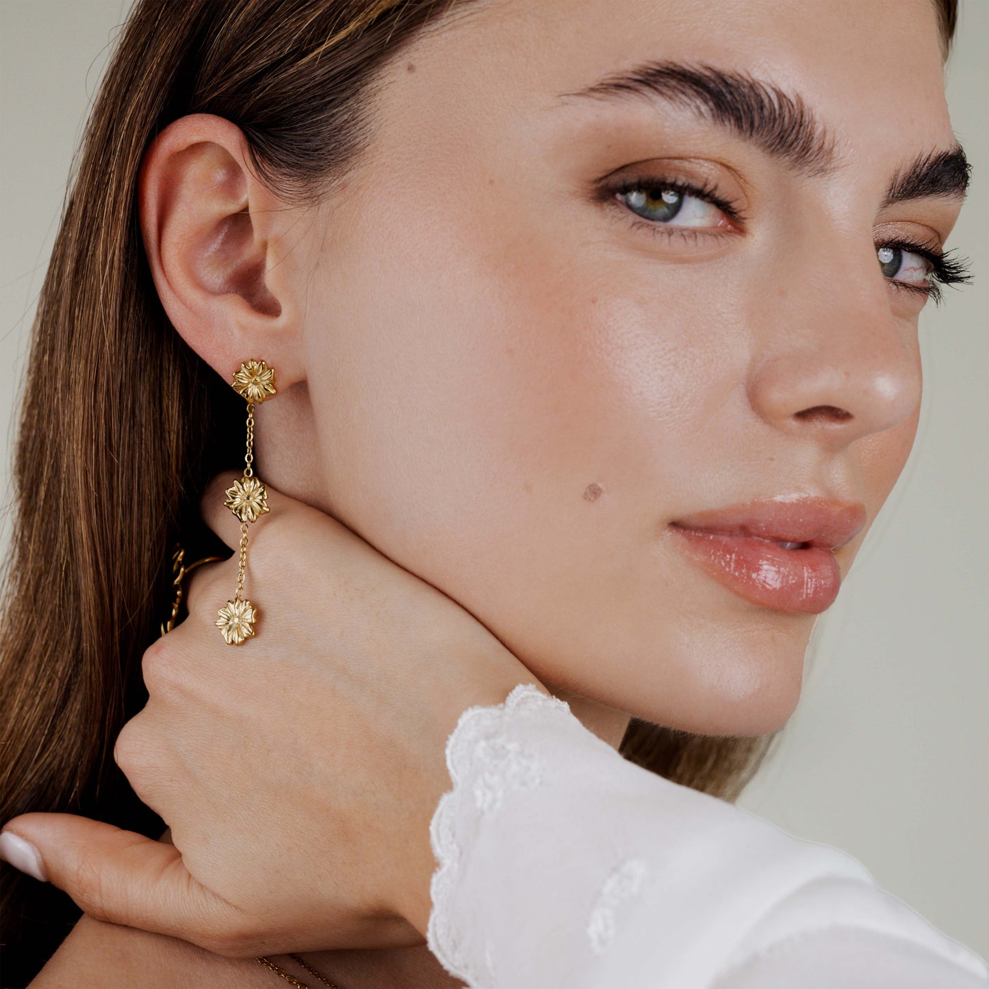 Petal Fall Studs Gold
