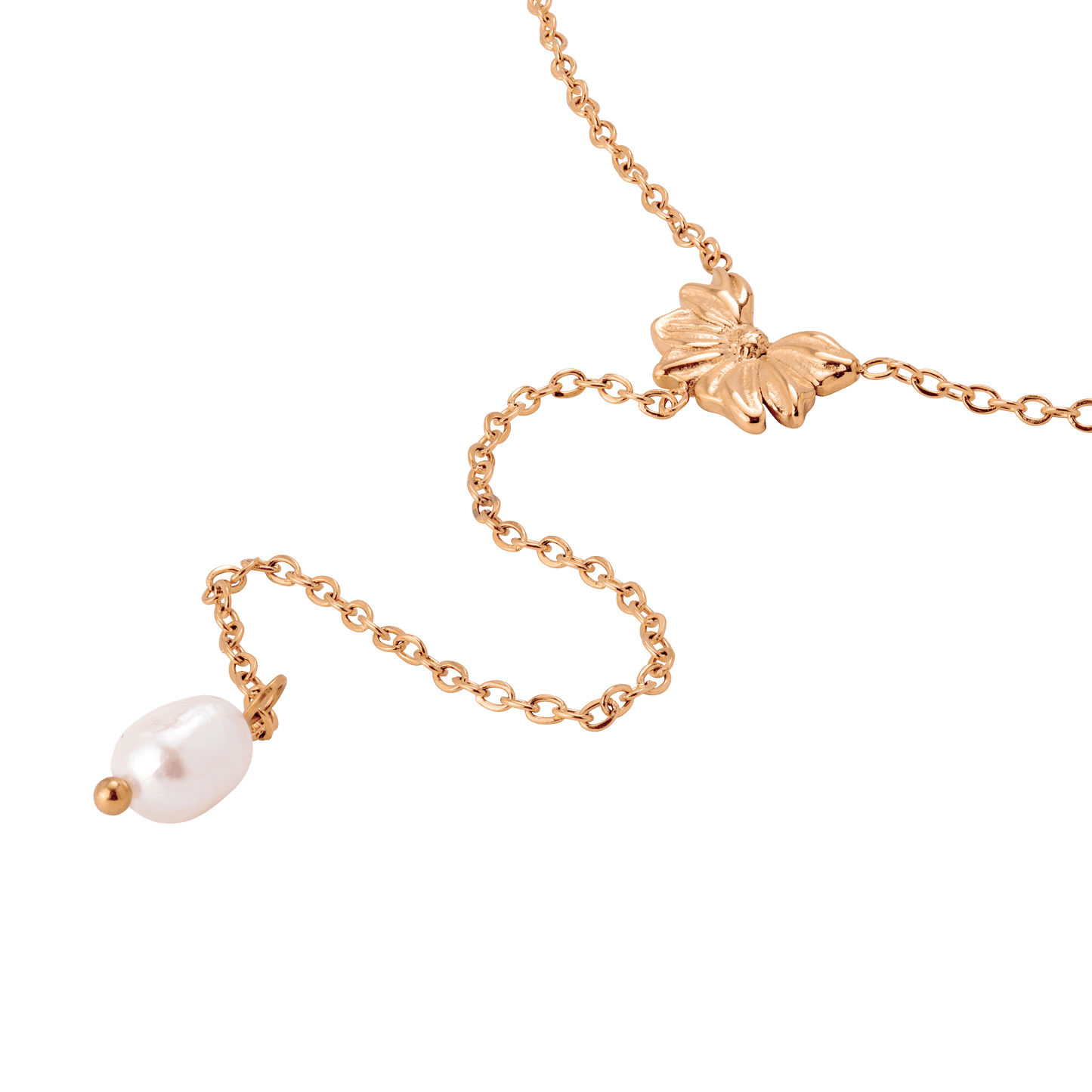 Petal Pearl Y-Necklace Roségold