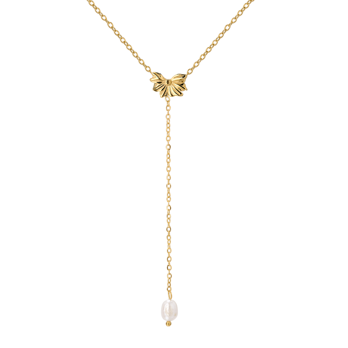 Petal Pearl Y-Necklace Gold