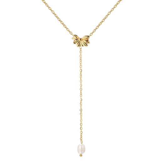 Petal Pearl Y-Necklace Gold